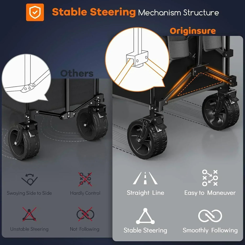 38 long foldable four-wheel stroller 460 lb capacity 220 liter folding beach stroller