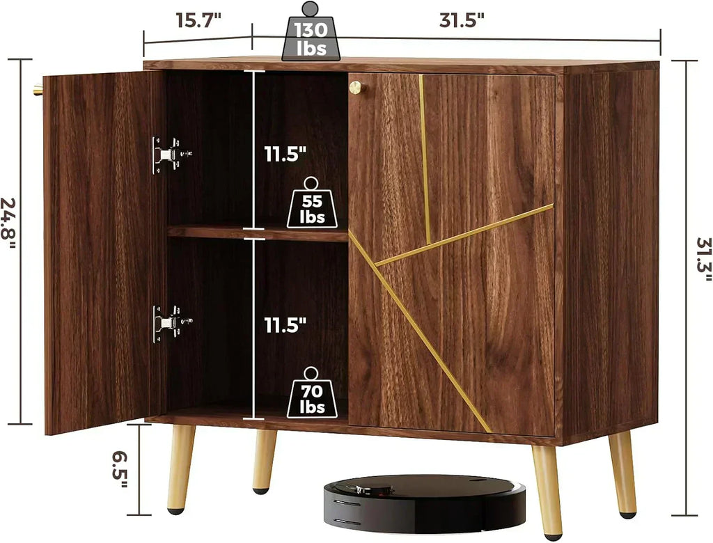 Free Standing Cabinet Black Wood for Living Room Bedroom Dining Room Hallway