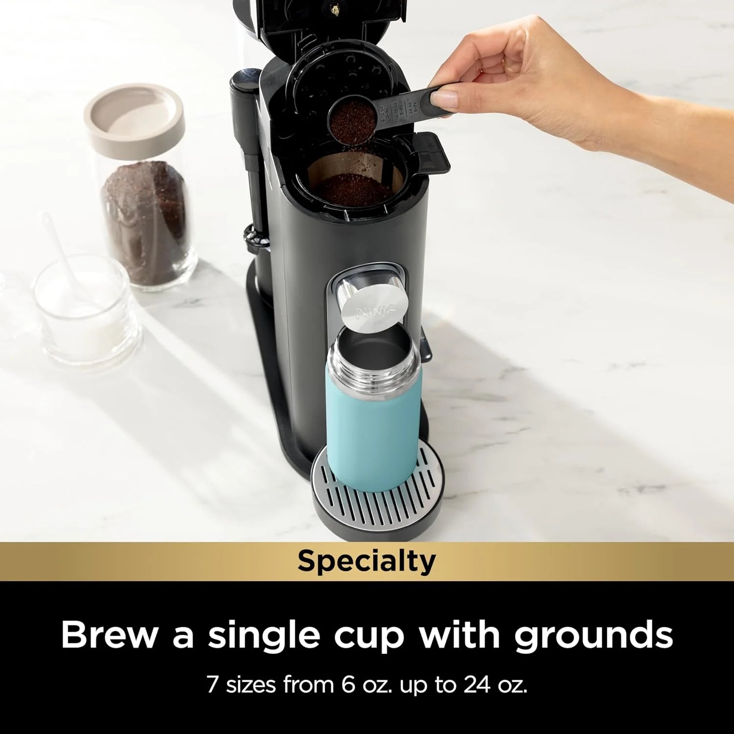 Ninja Pod & Grounds Single-Serve Coffee Maker 56-oz. Reservoir Stone PB051ST
