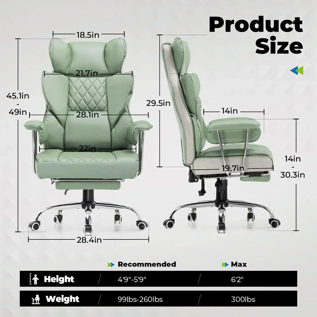 Large high back office chair high back leather gaming chair with footrest