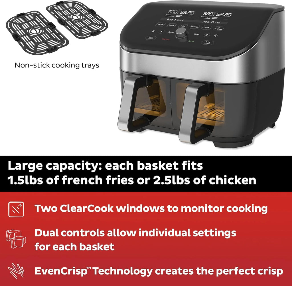 Instant Pot Vortex Plus 6QT Air Fryer with Odor Erase Technology,6-in-1 Functions that Crisps,Roasts, Broils,Dehydrates, Bakes & Reheats, 100+In-App Recipes, from the Makers of Instant Pot,1700W,Black