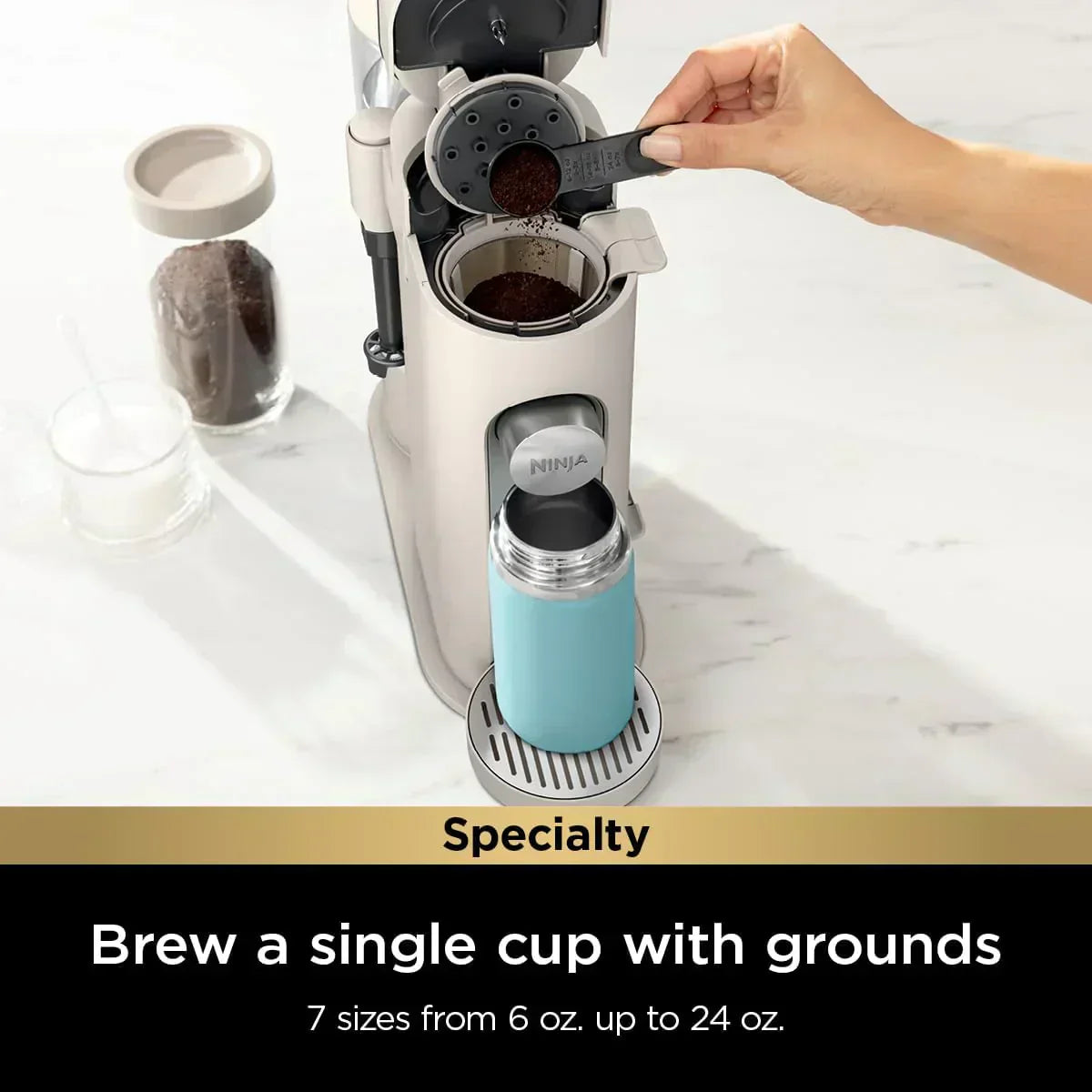 Ninja Pods Grounds Single-Serve Coffee Maker K-Cup Pod Compatible Brews Grounds Compact Design