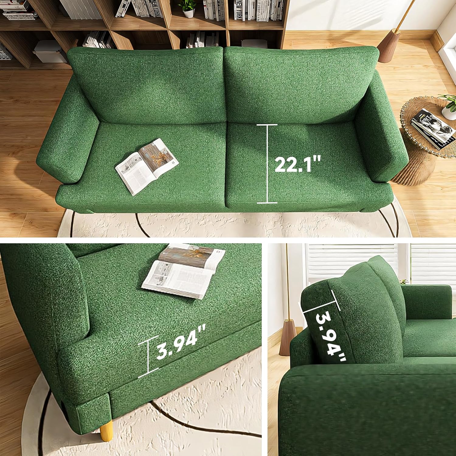 Loveseat Sofa Couch for Living Room USB Type C Ports Dark Gray Upholstered Small Couches