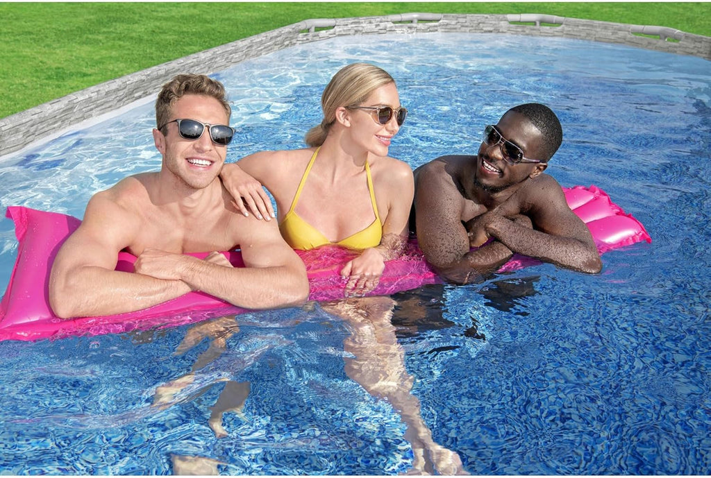Power Steel Swim Vista Series II 14' x 8' 2 x 39.5 Above Ground Outdoor Swimming Pool Set with 530 GPH Filter Pump, Ladder, and Pool Cover
