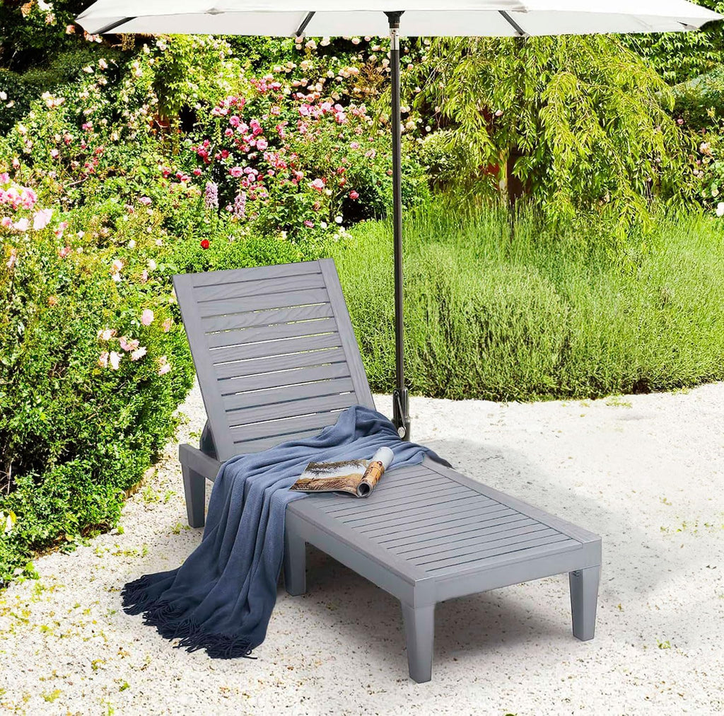 Patio Chairs Black Chaise Lounge Chair Outdoor 5-Position Adjustable Sun Tanning Chair