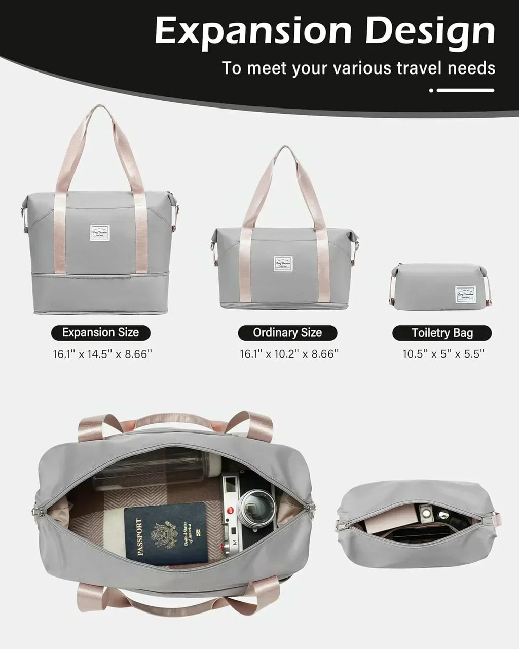 LONG VACATION 6 Piece Luggage Set Carry on Suitcase with ABS+PC hardshell Spinner Wheels