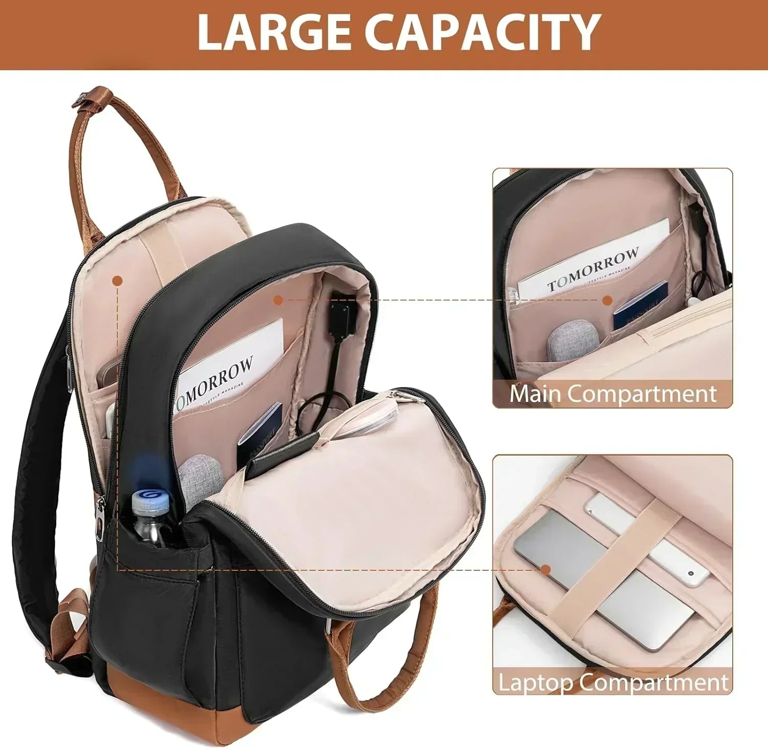 LONG VACATION 6 Piece Luggage Set Carry on Suitcase with ABS+PC hardshell Spinner Wheels