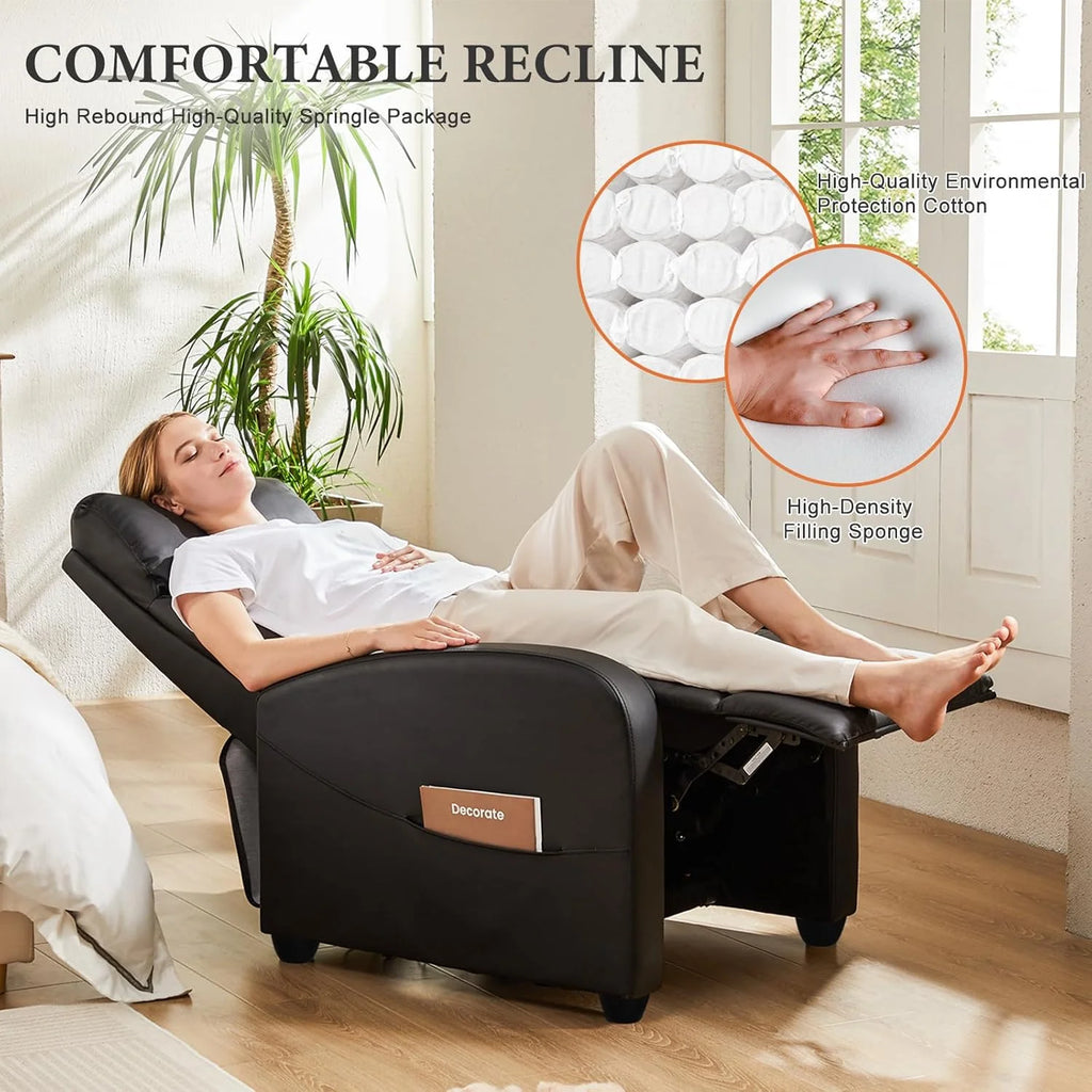Sweetcrispy Recliner Chair, 360 Swivel Rocker Chair for Adults, Glider Rocker Recliners, Nursery Chairs for Living Room, High Back, Upholstered Deep Seat, Classical Brown