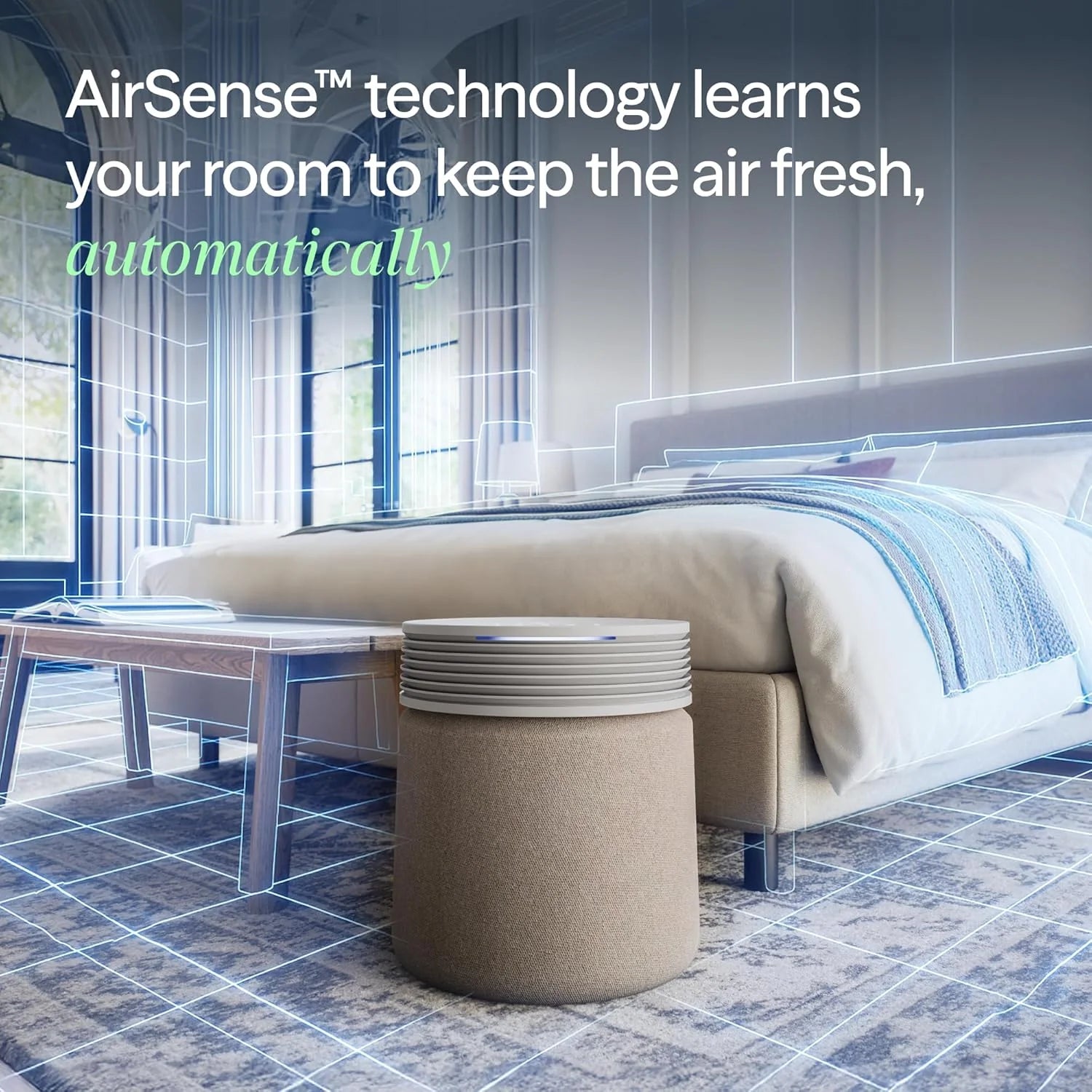 BLUEAIR Air Purifier for Large Rooms & Home - Odor Eliminating Cleans up to 3385 ft2, HEPASilent, Smart WiFi, Auto Mode, Doubles as Table, Removes Dust, Smoke, Pet Hair, AHAM Verified, Blue Signature