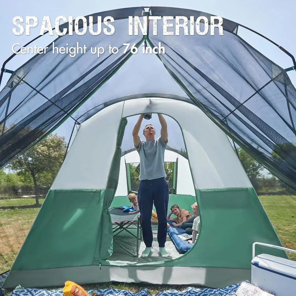 PORTAL 6/8/10 Person Family Camping Tent with Screen Room Water Resistant Big Tunnel Tent