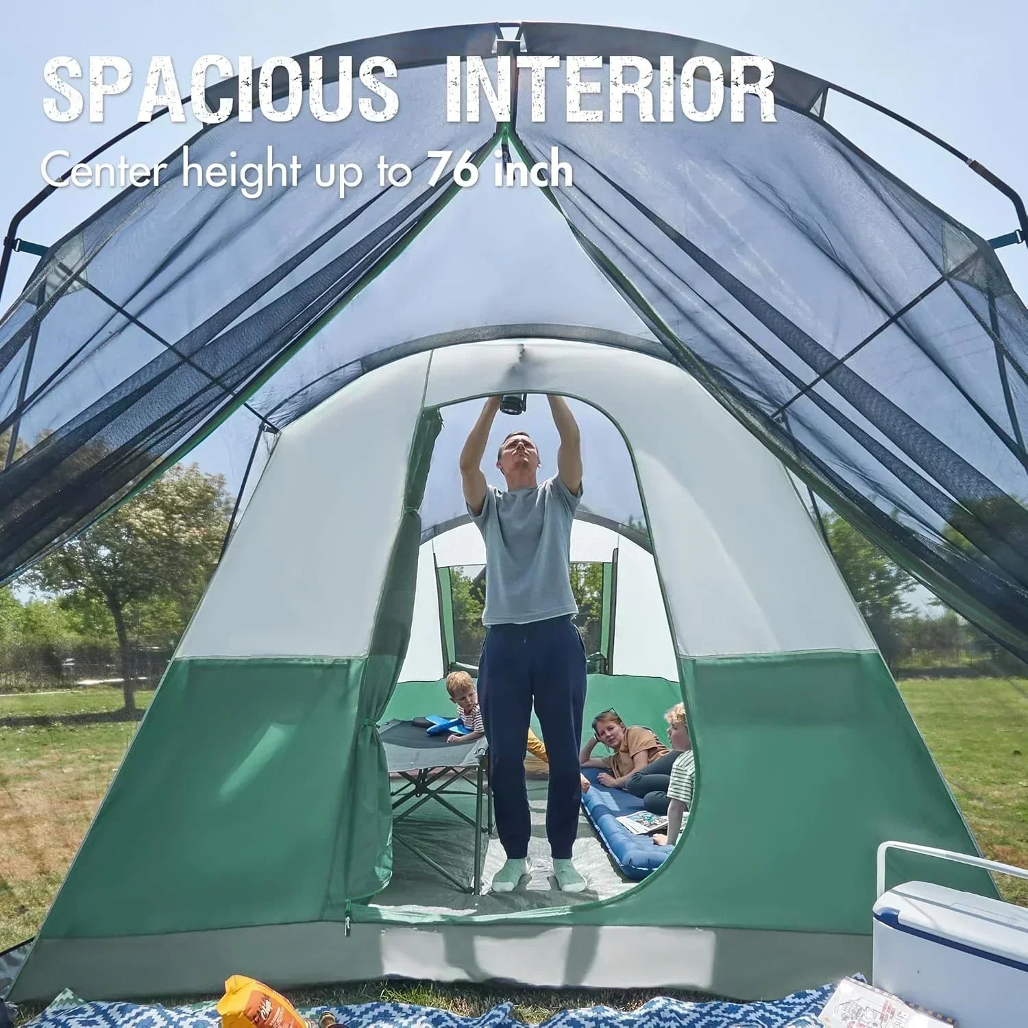 PORTAL 6/8/10 Person Family Camping Tent with Screen Room Water Resistant Big Tunnel Tent