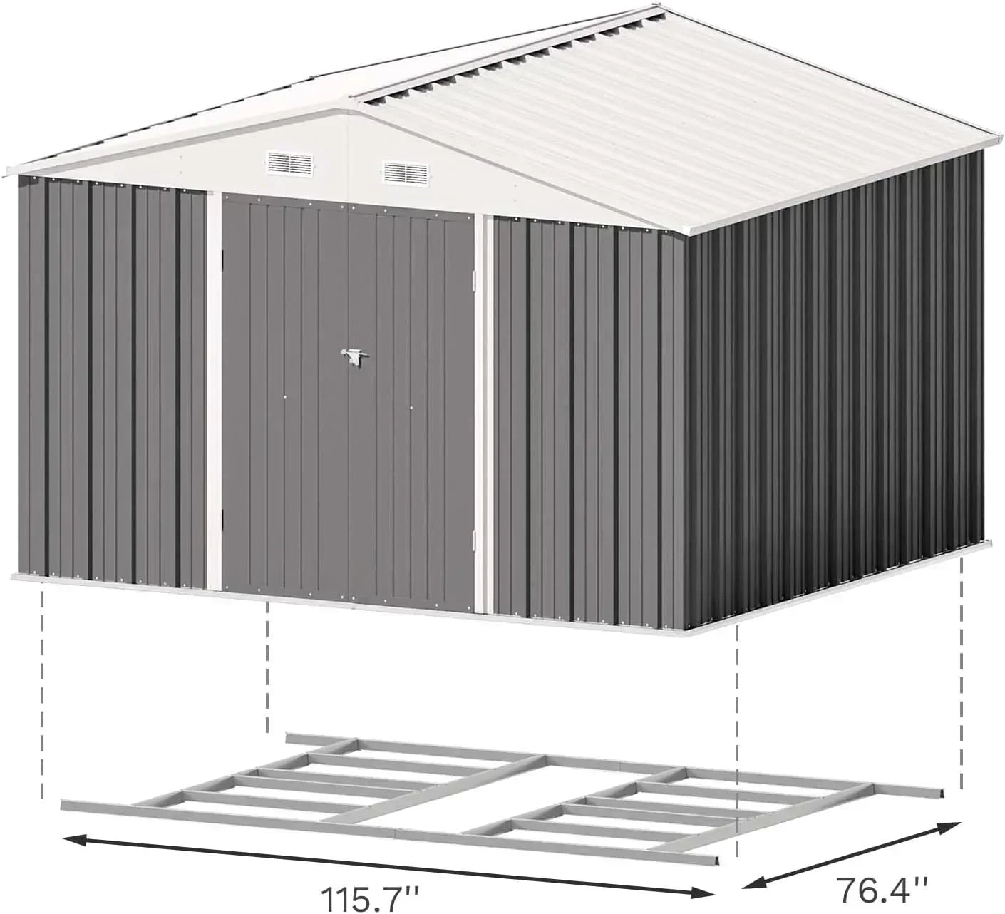 Patiowell 5x3 FT Outdoor Storage Shed Tool Shed with Sloping Roof and Lockable Door Metal Shed