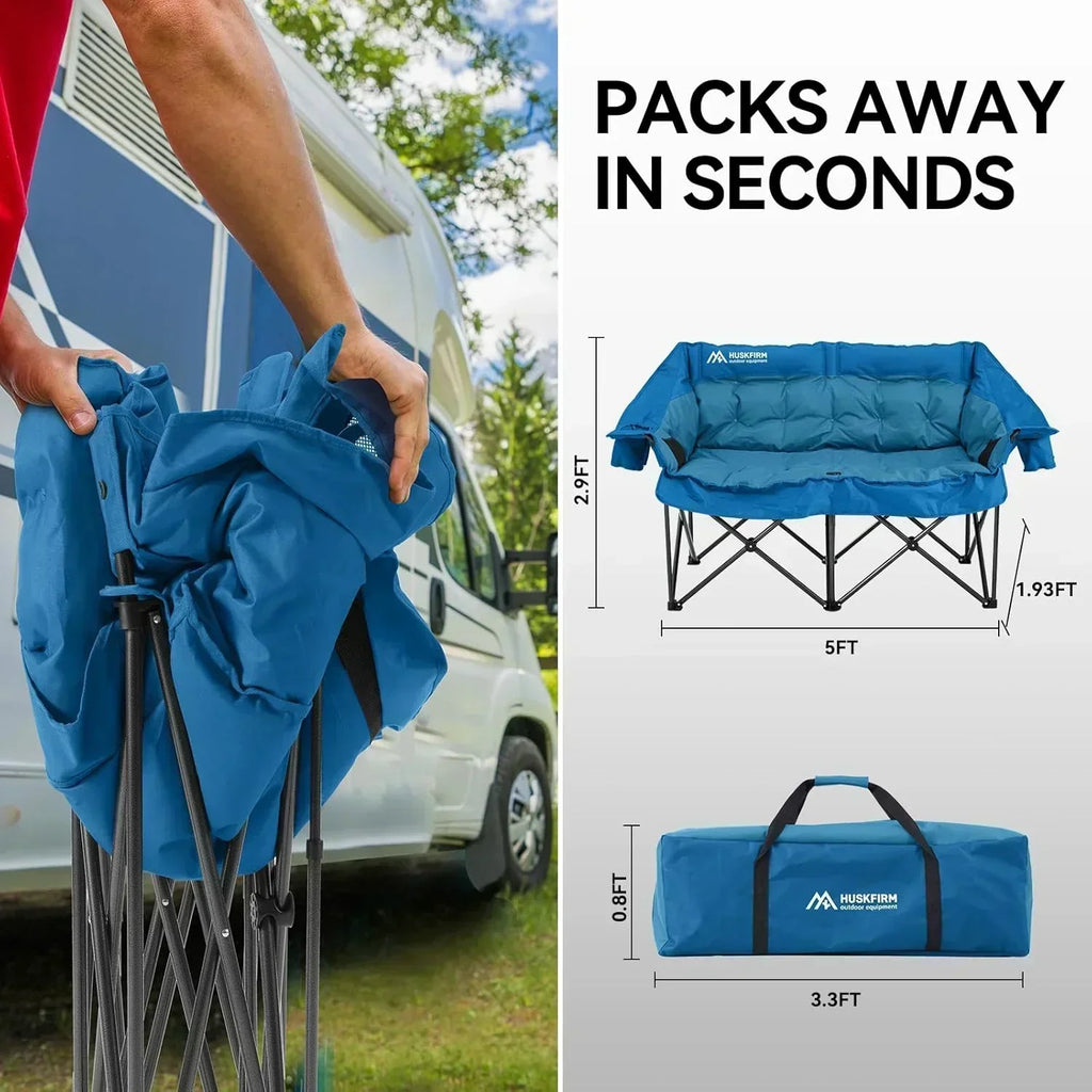 Camping Chair Upholstered Loveseat Heavy Duty Extra Large Camping Sofa Folding Sofa