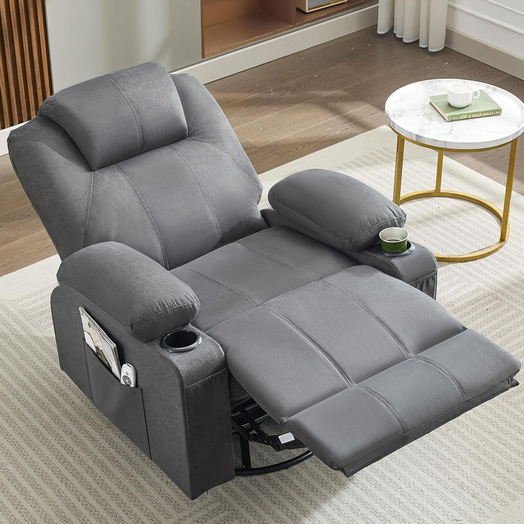 Large Swivel Rocking Recliner with Massage Function 360 Degree Swivel Rocking Single Sofa