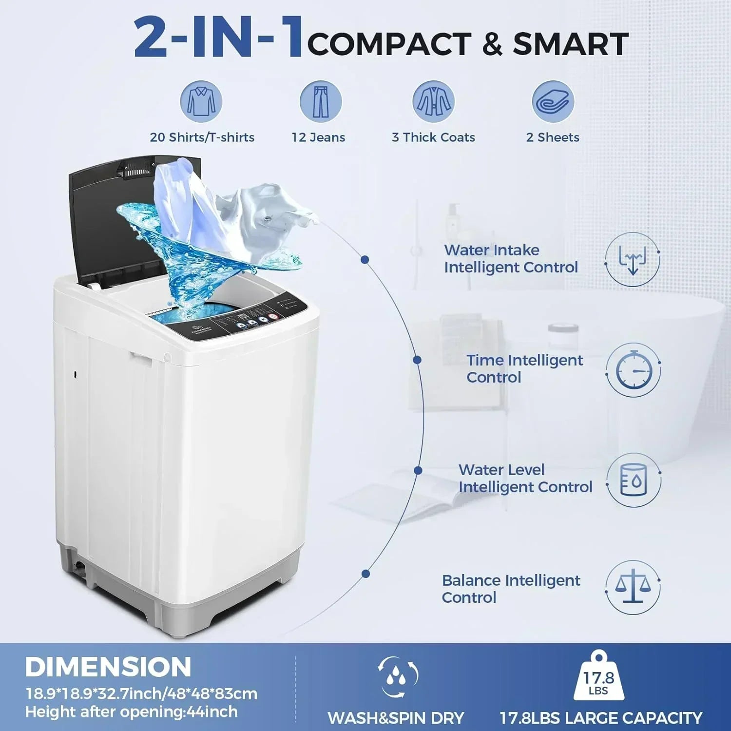 20Lbs Portable Washing Machine Nictemaw Portable Washer 2.8 Cu.ft Washer and Dryer Combo