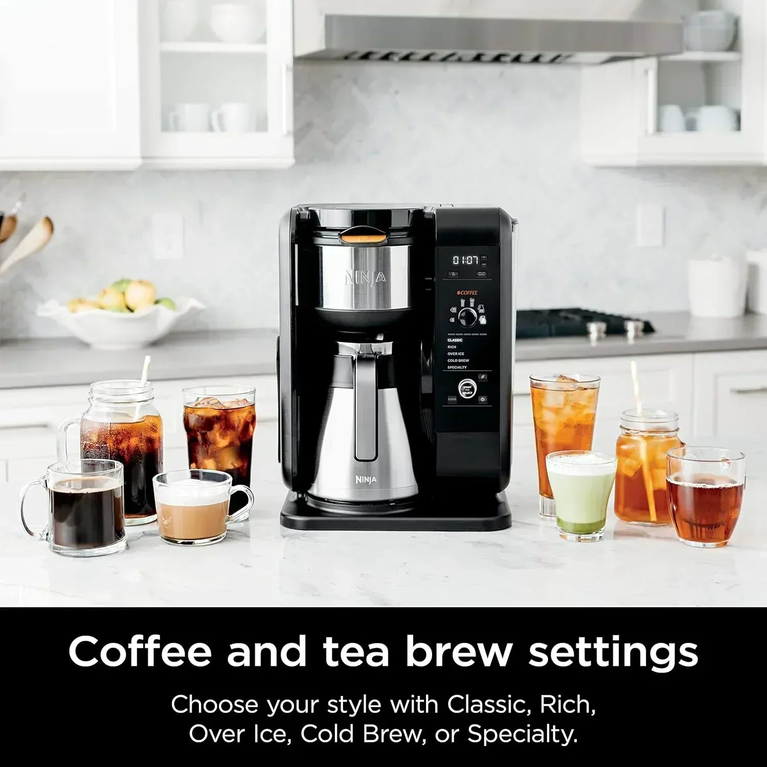Ninja Hot and Cold Brewed System Tea and Coffee Maker with Auto-iQ 50 oz Thermos
