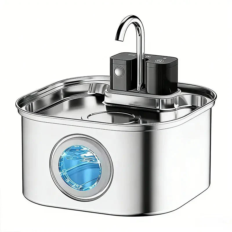Wireless Cat Water Fountain 3.2L Stainless Steel with Rechargeable Battery LCD Display and Filter