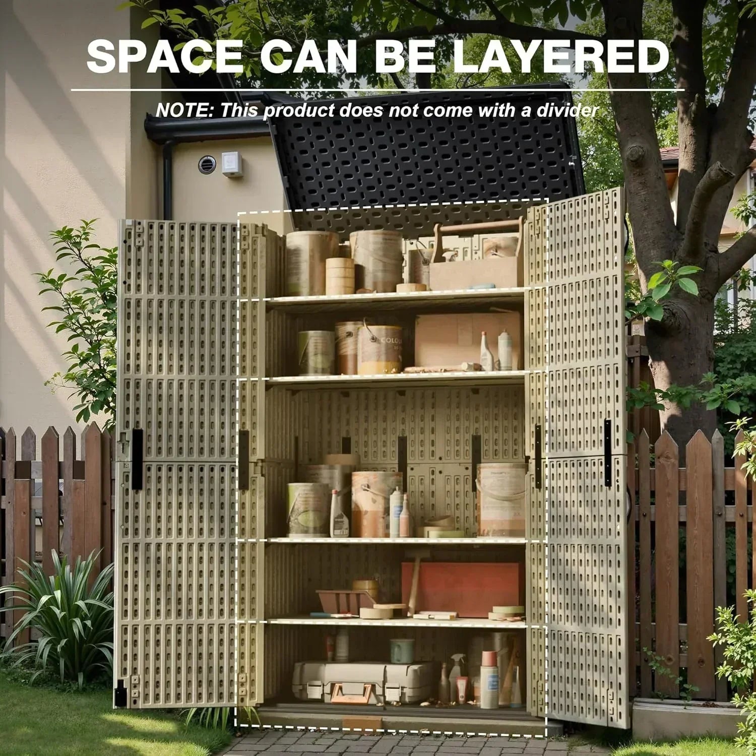 Greesum Outdoor Horizontal Storage Shed 27 Cu.ft Resin Large Storage Box for Garden Patio