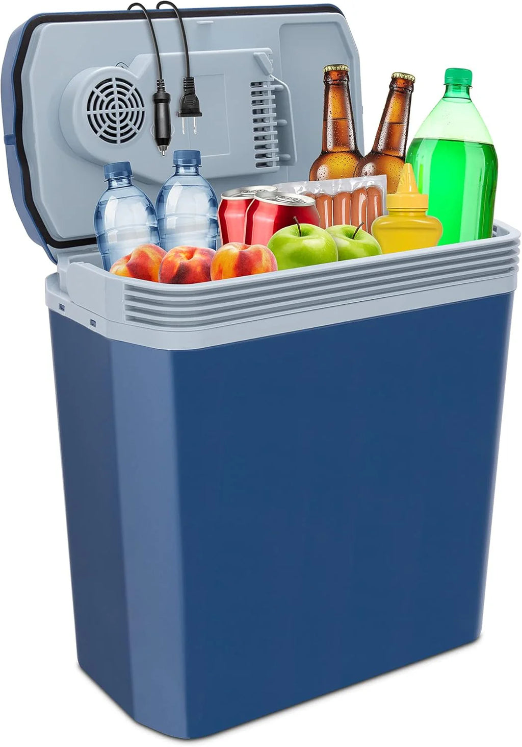 Electric Cooler & Warmer with Handle | 24 L Portable Thermoelectric Fridge for Vehicles & Trucks| 110V AC Home Power Cord & 12V Car Adapter for Camping