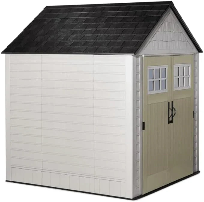 Rubbermaid Resin Outdoor Storage Shed With Floor Weather Resistant Gray Organization for Home