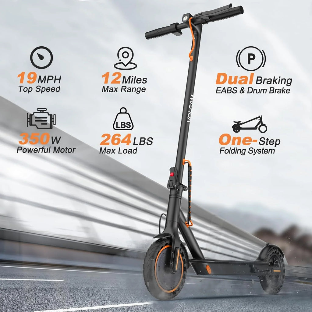 Electric Scooter, 350W/500W Powerful Motor, 8.5/10 Solid Tires, 19/22Mph, 28/21/12 Miles Range,Dual Braking