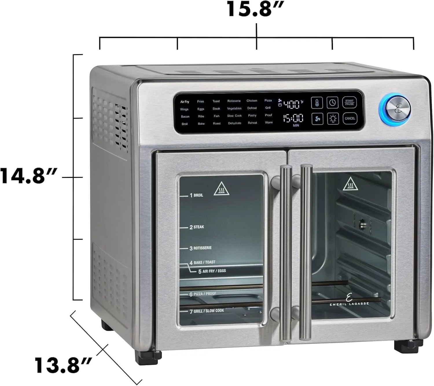 Emeril Lagasse Extra Large French Door Air Fryer Toaster Oven Combo, 24 Cooking Functions