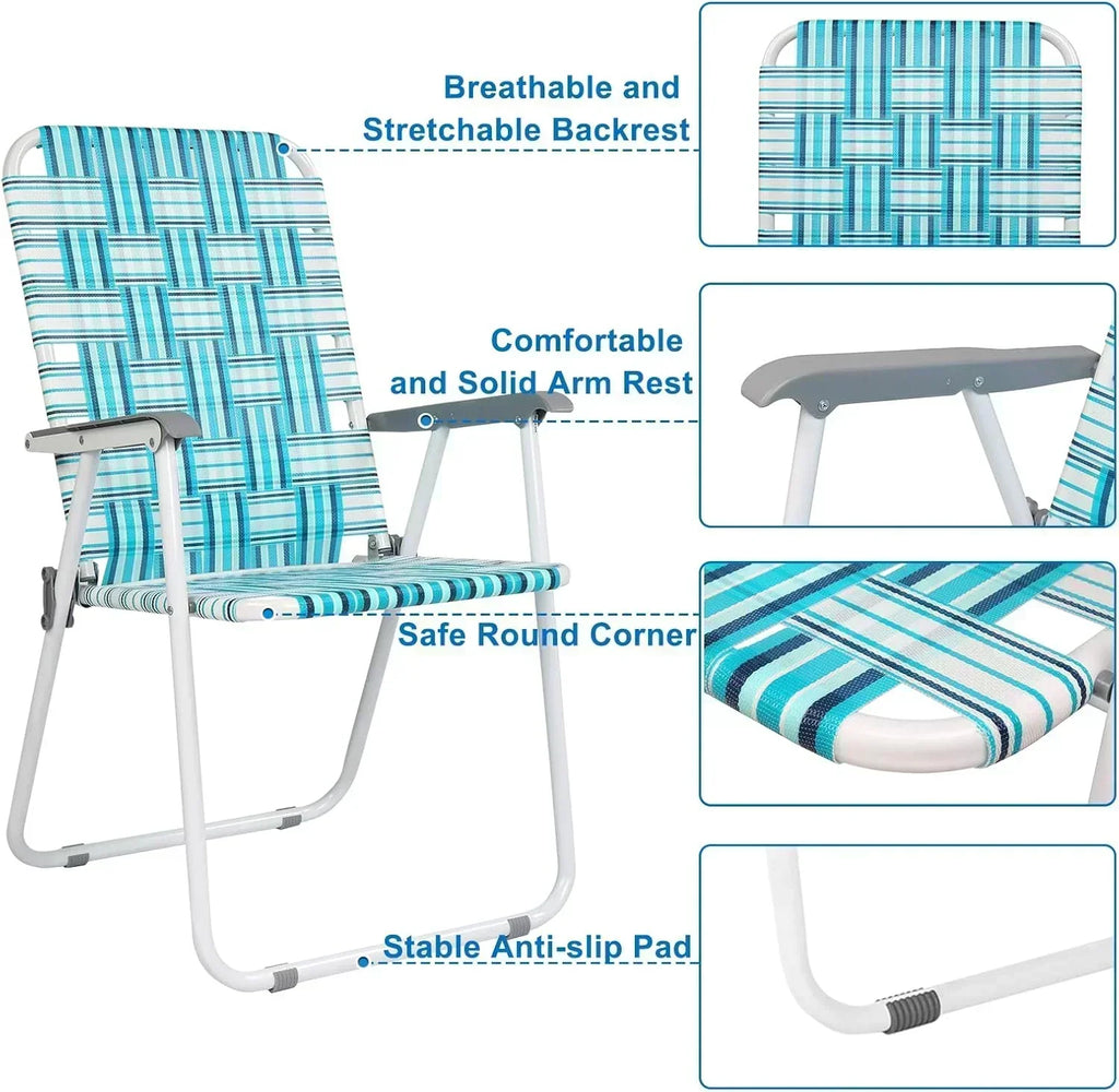 VINGLI Patio Lawn Webbed Folding Chairs Set of 2 Outdoor Beach Portable Lawn Chair