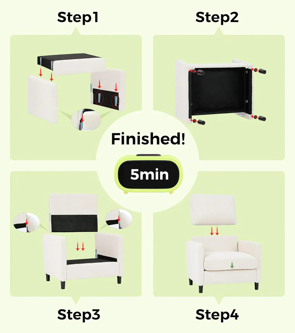 Loveseat Sofa 51 Love Seat Comfy Corduroy Small Loveseat Tool-Free Setup Couch
