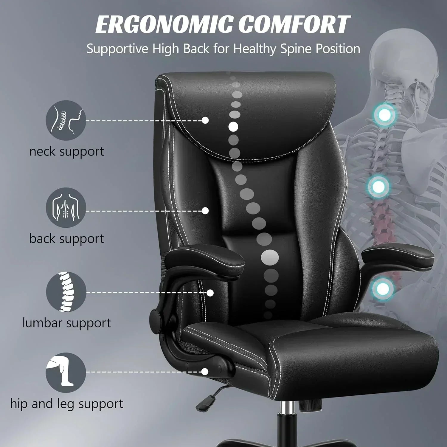 Office Chair Large High-Foot Computer Desk Chair Chair Lumbar Support Rotating Computer Chair