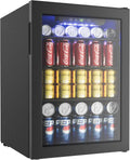 EUHOMY Beverage Refrigerator Cooler 130 Can Mini Fridge with Glass Door Beverage Cooler