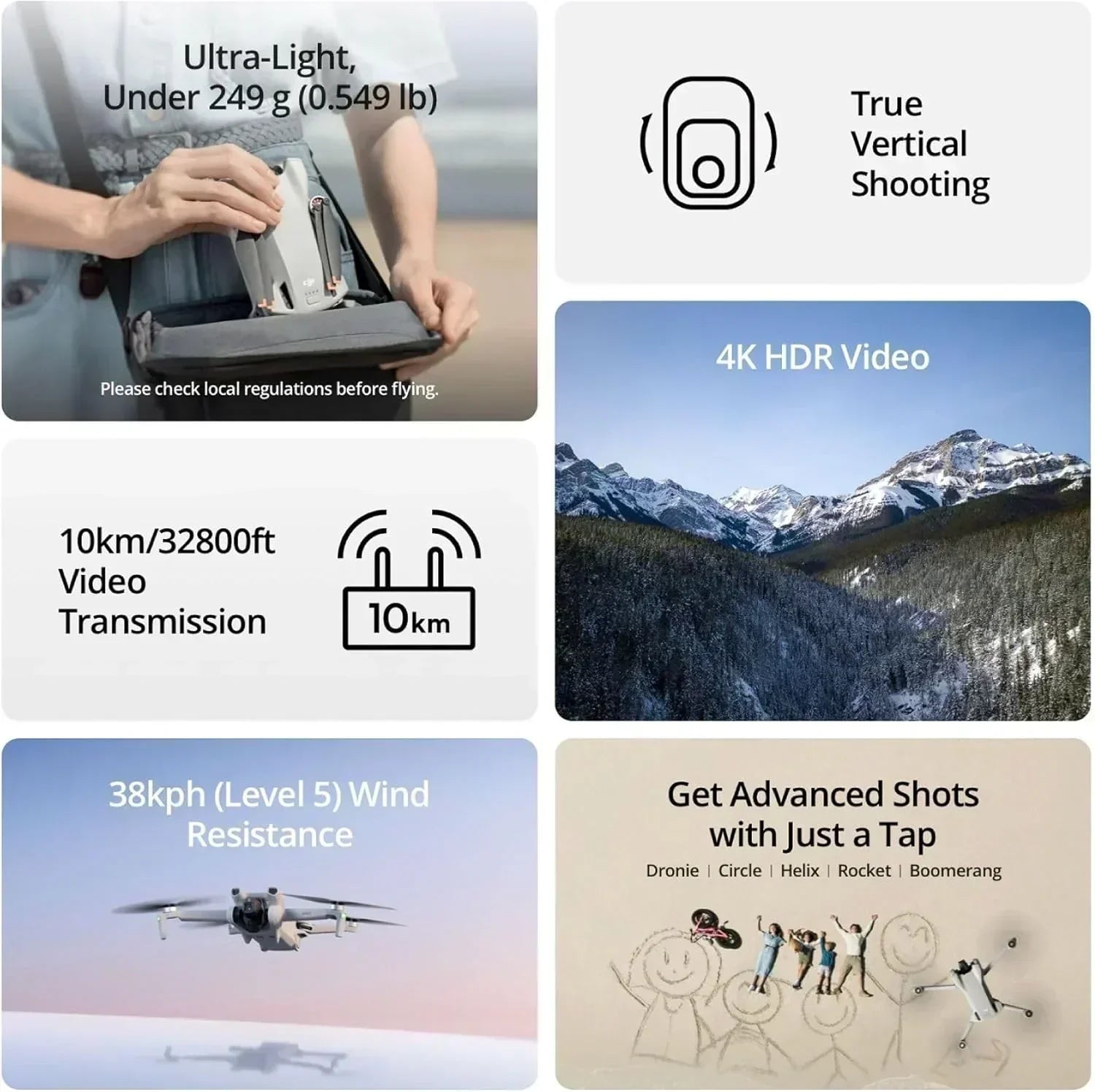 DJI Mini 3 Drones with Camera for Adults 4K 38 min Flight Time up to 32800 ft