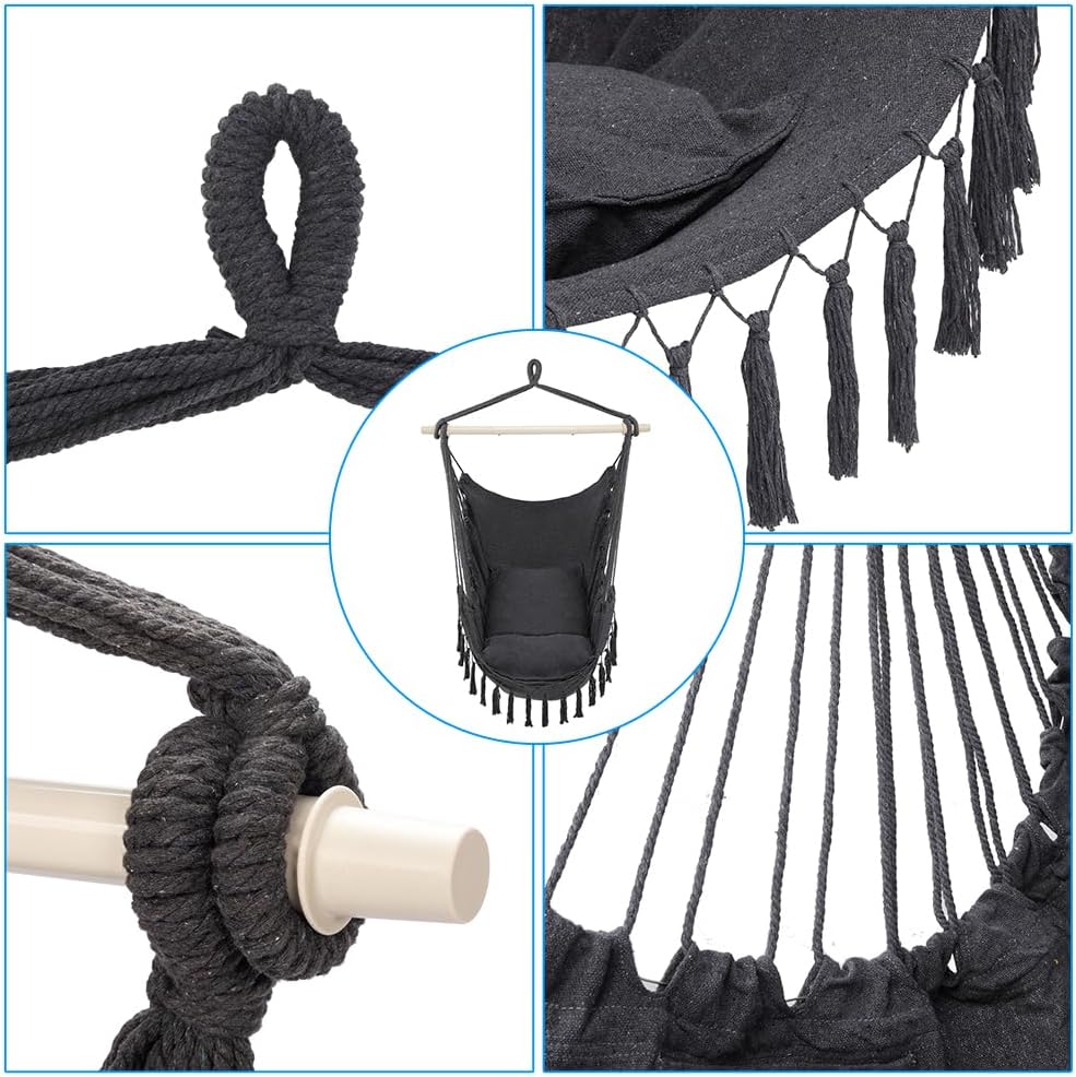 ONCLOUD Hammock Chair Hanging Rope Swing Load Capacity Macrame Hammock Swing Seat