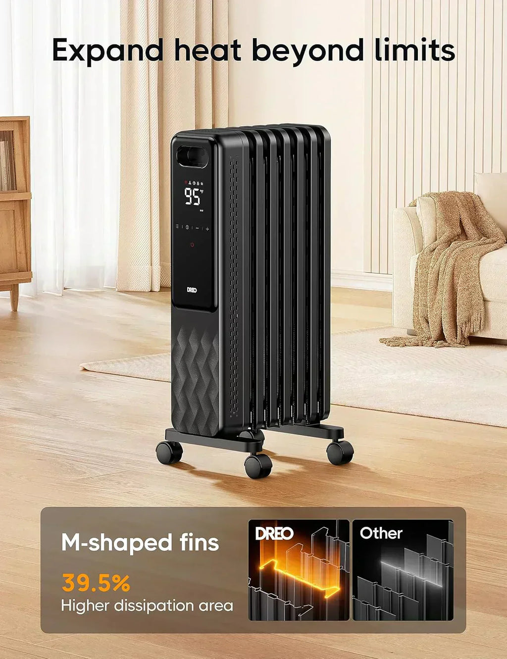 Indoor electric radiant heater with overheat and tip-over protection digital thermostat