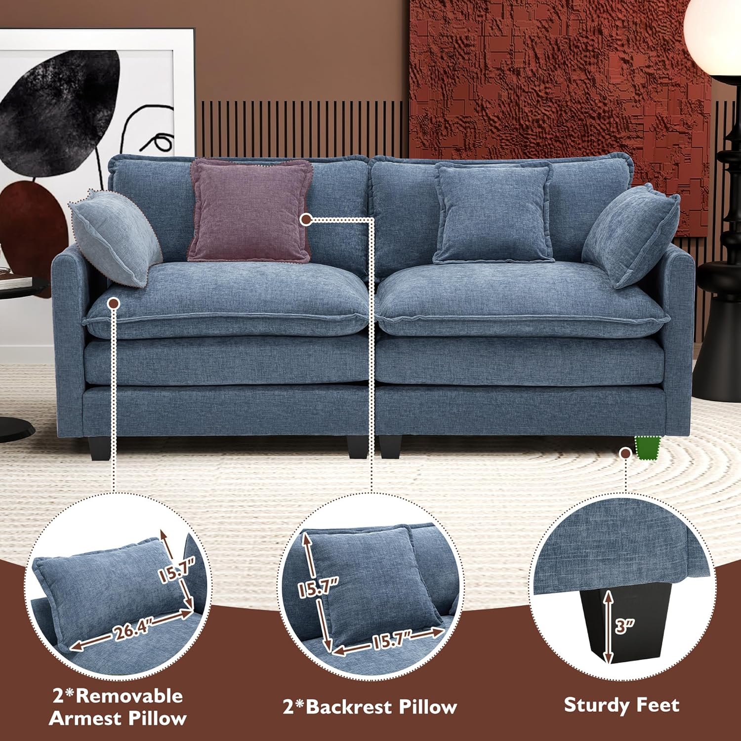 ihanherry 146-inch U-shaped modern sofa modular area cloud sofa