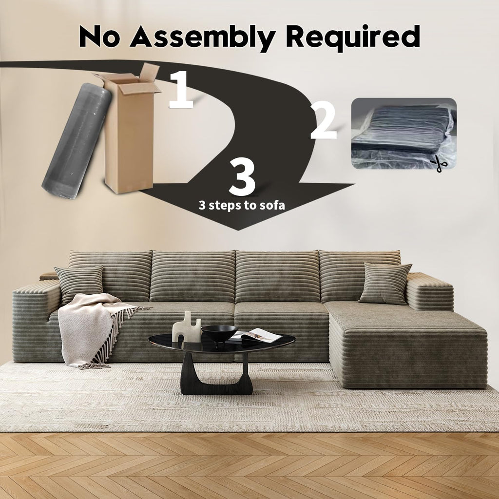 107.5 Cloud Modular Sectional Sofa Couch with L-Shape Chaise,Modern Minimalist Upholstered Couches