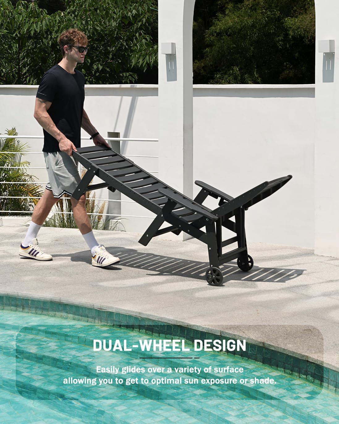 Lounge Chair Outdoor Chaise Lounge HDPE 6-Position Outdoor Chaise Lounge Patio Lounge Chair