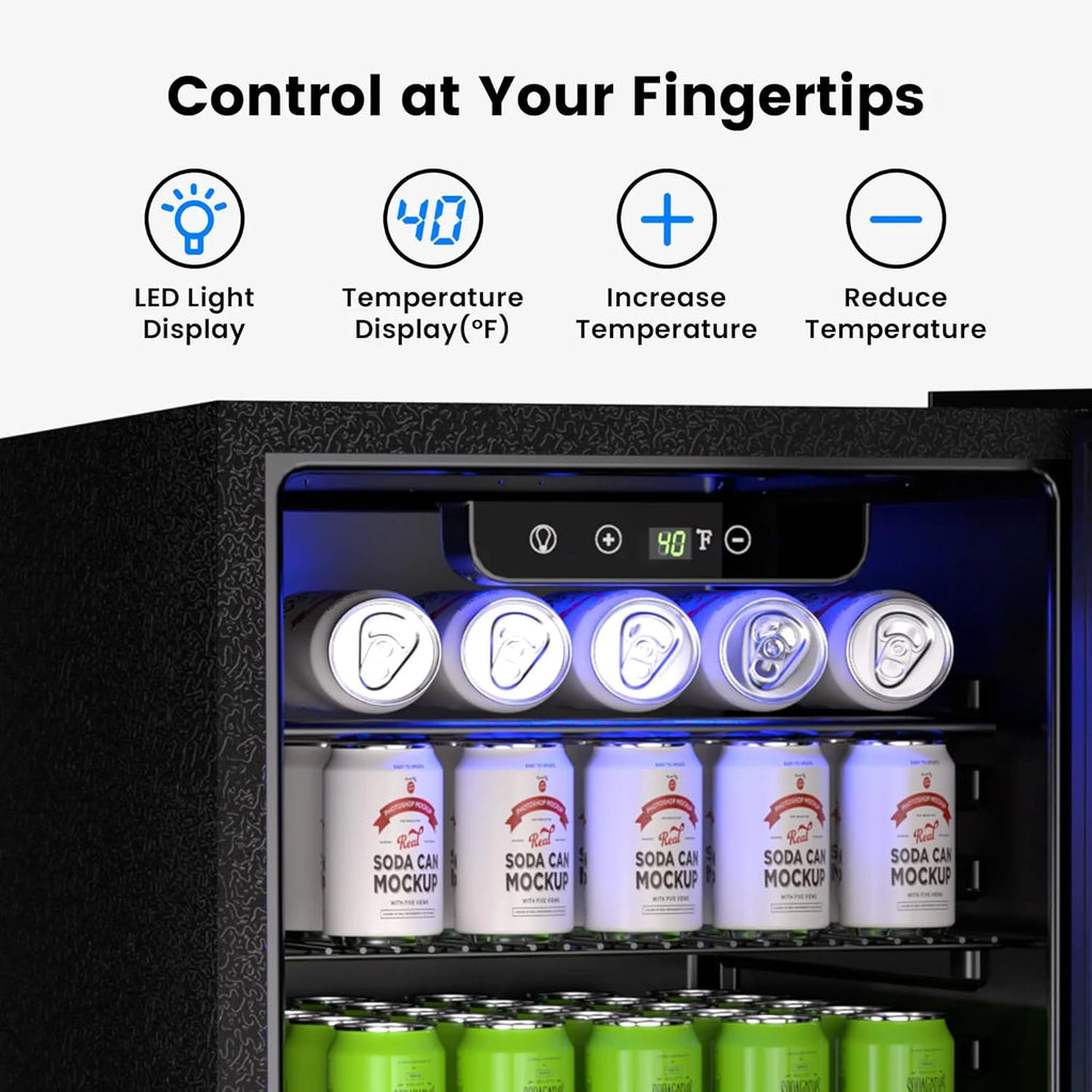 Beverage Refrigerator Cooler - 126 Can Mini Fridge Glass Door for Drinks Soda Beer Wine - Small Refrigerator for Office Bedroom Home Bar, 4 Adjustable Shelves, 3.2 Cu.Ft, Silver