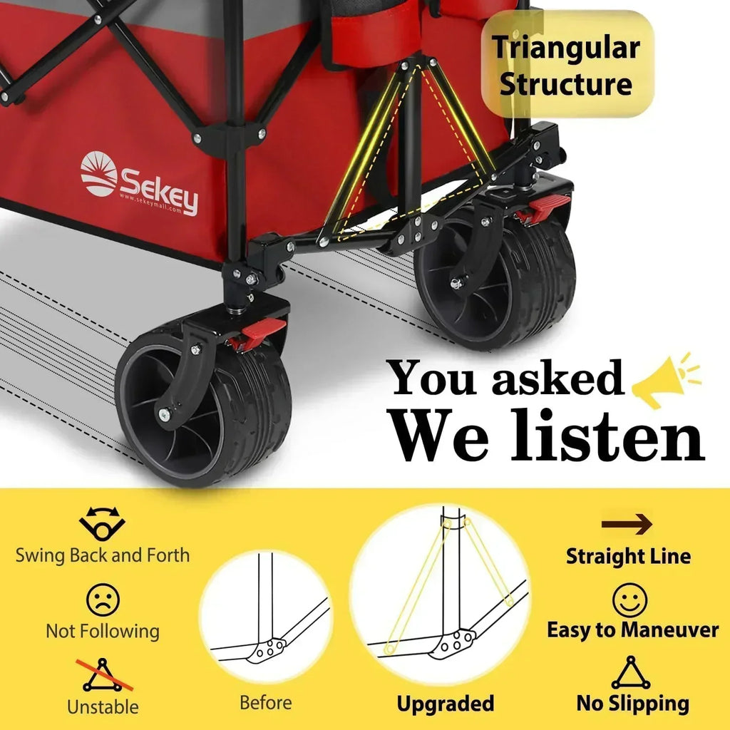 Sekey 48 Inch Long Foldable Extended Travel Cart 440 Lbs Folding Multi-Purpose Garden Cart