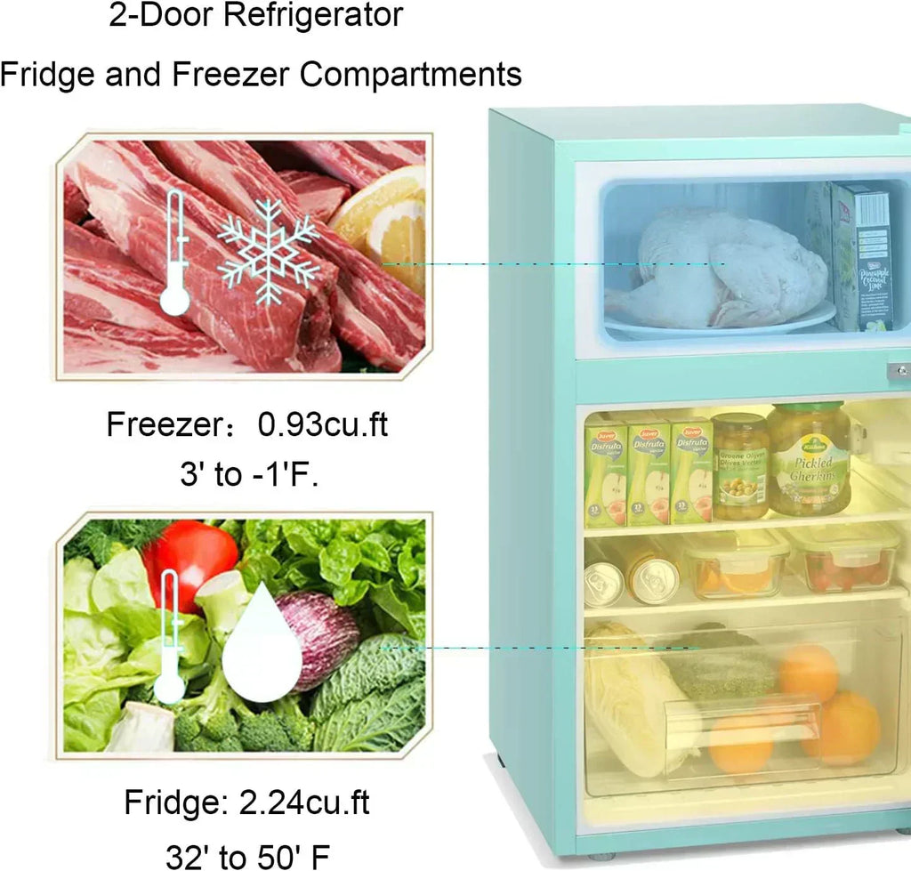 Antarctic Star Compact Mini Refrigerator Separate Freezer Small Fridge Double 2-Door