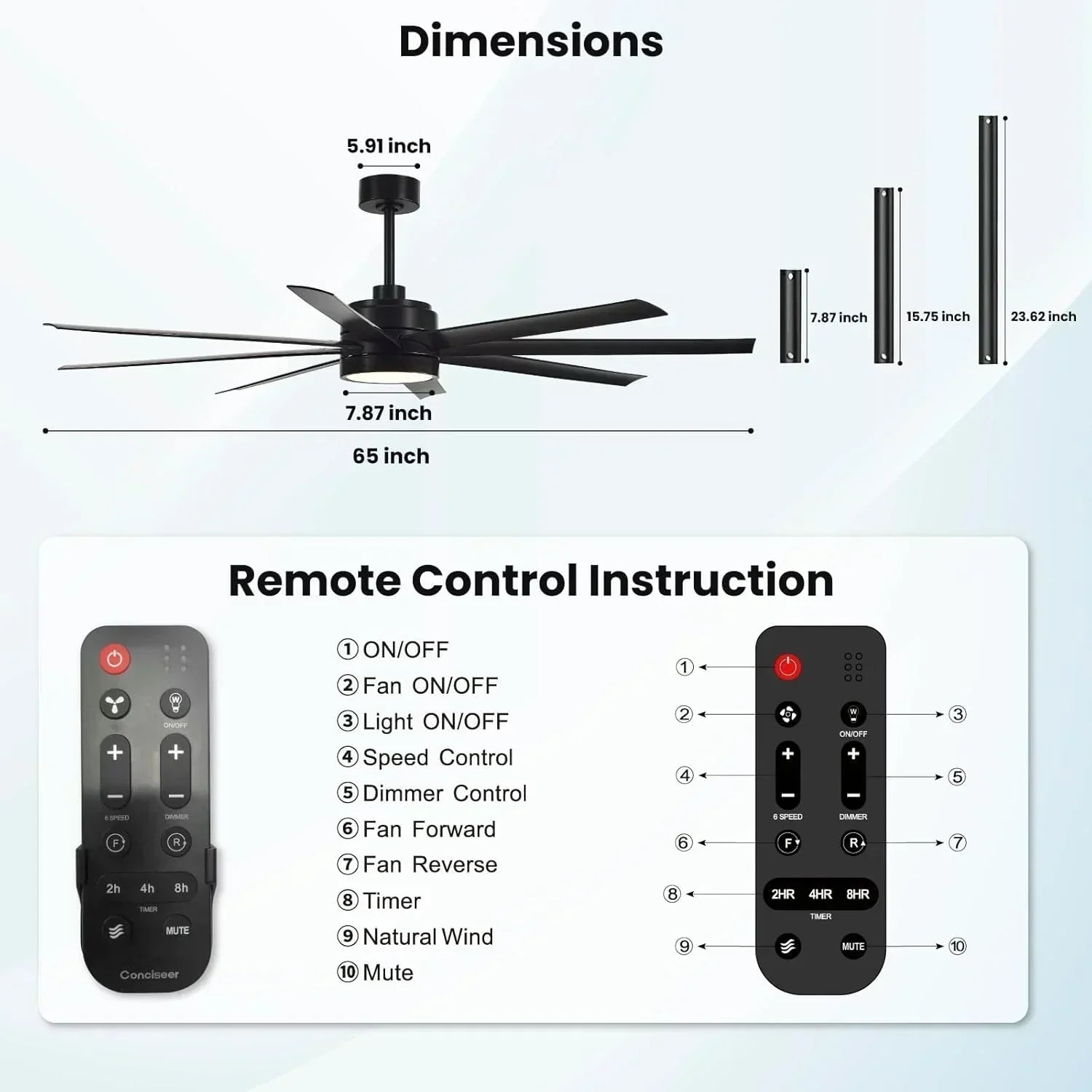 Modern ceiling fan 72 inch bedroom living room library cafe outdoor/industrial