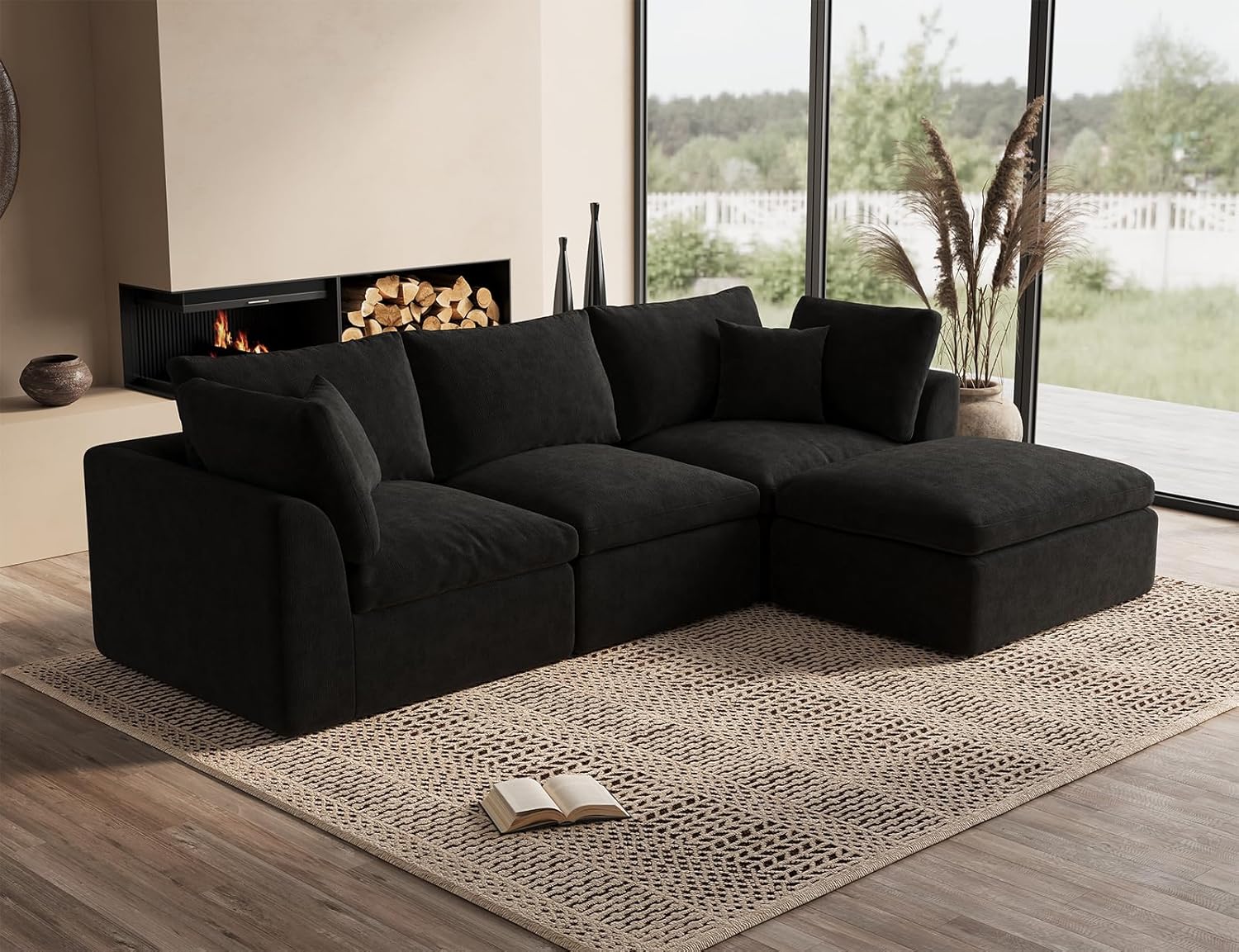 110 inch cloud sectional sofa for living room convertible L-shaped sofa 3 seater sectional sofa