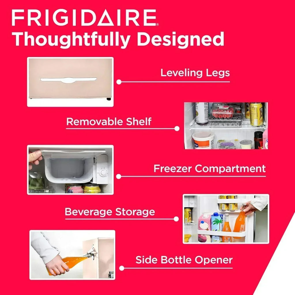 Frigidaire EFR176 Retro Compact Fridge with Chiller Mini Refrigerator Built-in Bottle Opener