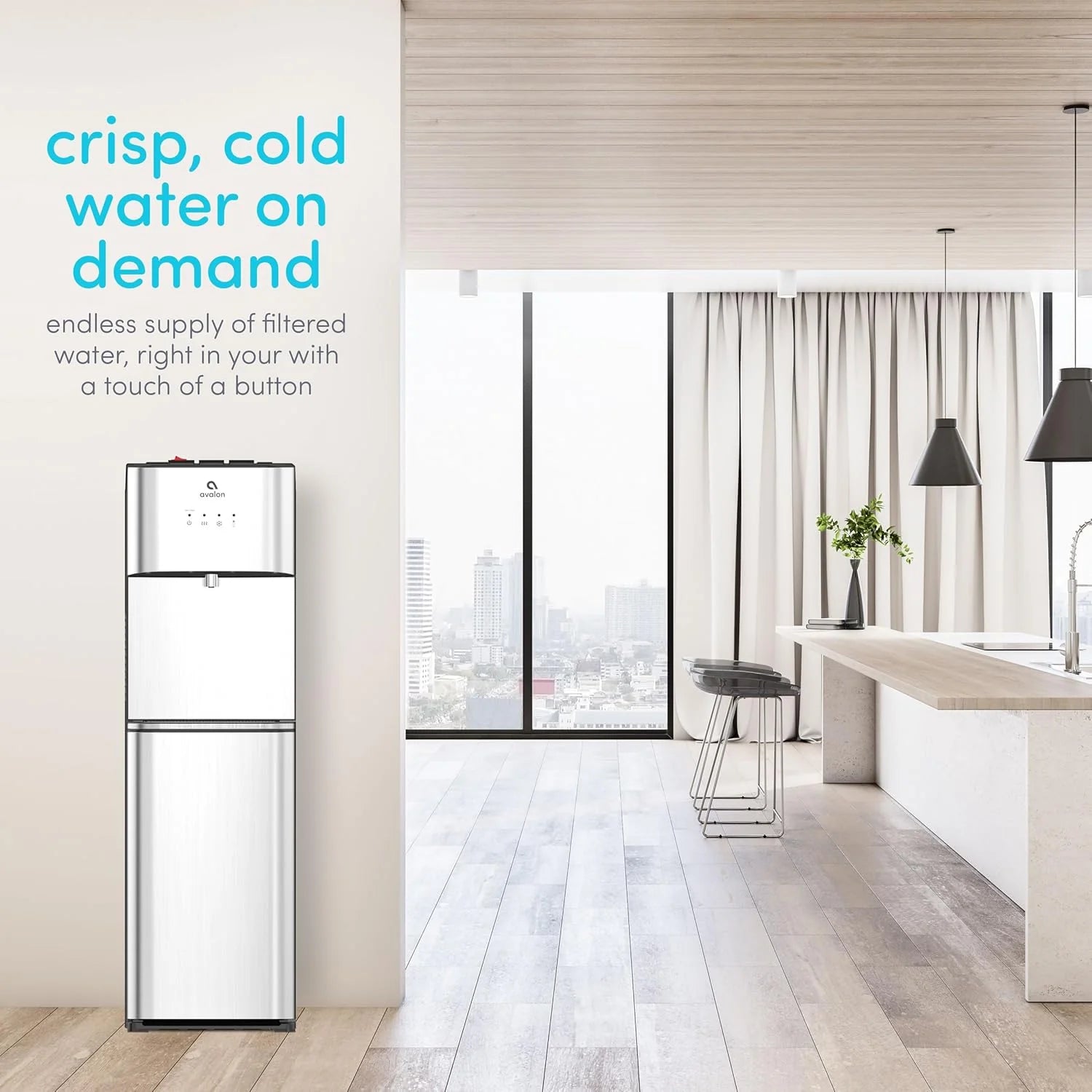 Avalon Bottom Loading Water Cooler Water Dispenser with BioGuard- 3 Temperature Settings - Hot, Cold & Room Water, Durable Stainless Steel Construction, Anti-Microbial Coating- UL Listed