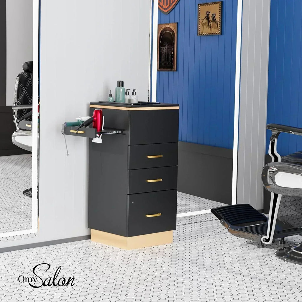 OmySalon Salon Storage Station Barber Stations Beauty Salon Spa Equipment with 3 Drawers
