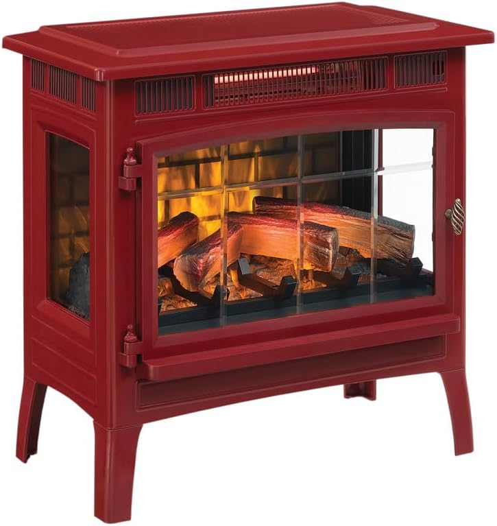 Freestanding Electric Fireplace Stove Heater with 3D Flame Effect for 1000 Sq. Ft