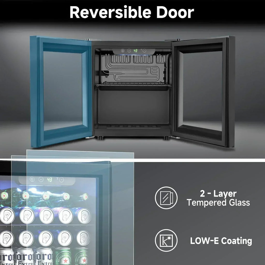 Beverage Refrigerator Cooler 126 Can Mini Fridge Glass Door for Drinks Soda Beer Wine Refrigerator