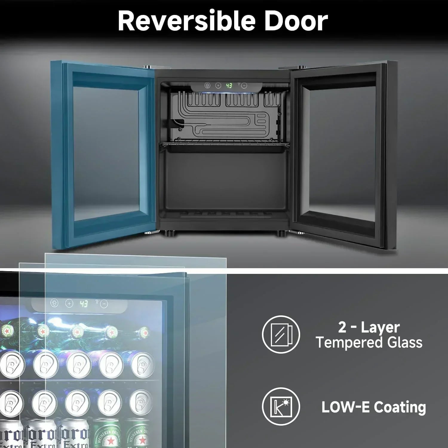 Beverage Refrigerator Cooler 126 Can Mini Fridge Glass Door for Drinks Soda Beer Wine Refrigerator