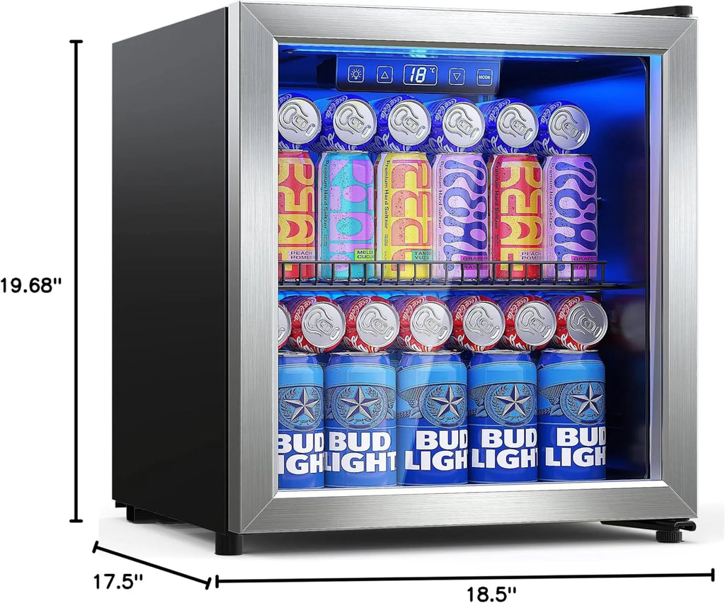 Beverage Refrigerator Cooler-120 Cans Freestanding Mini Fridge Cooler with Glass Door