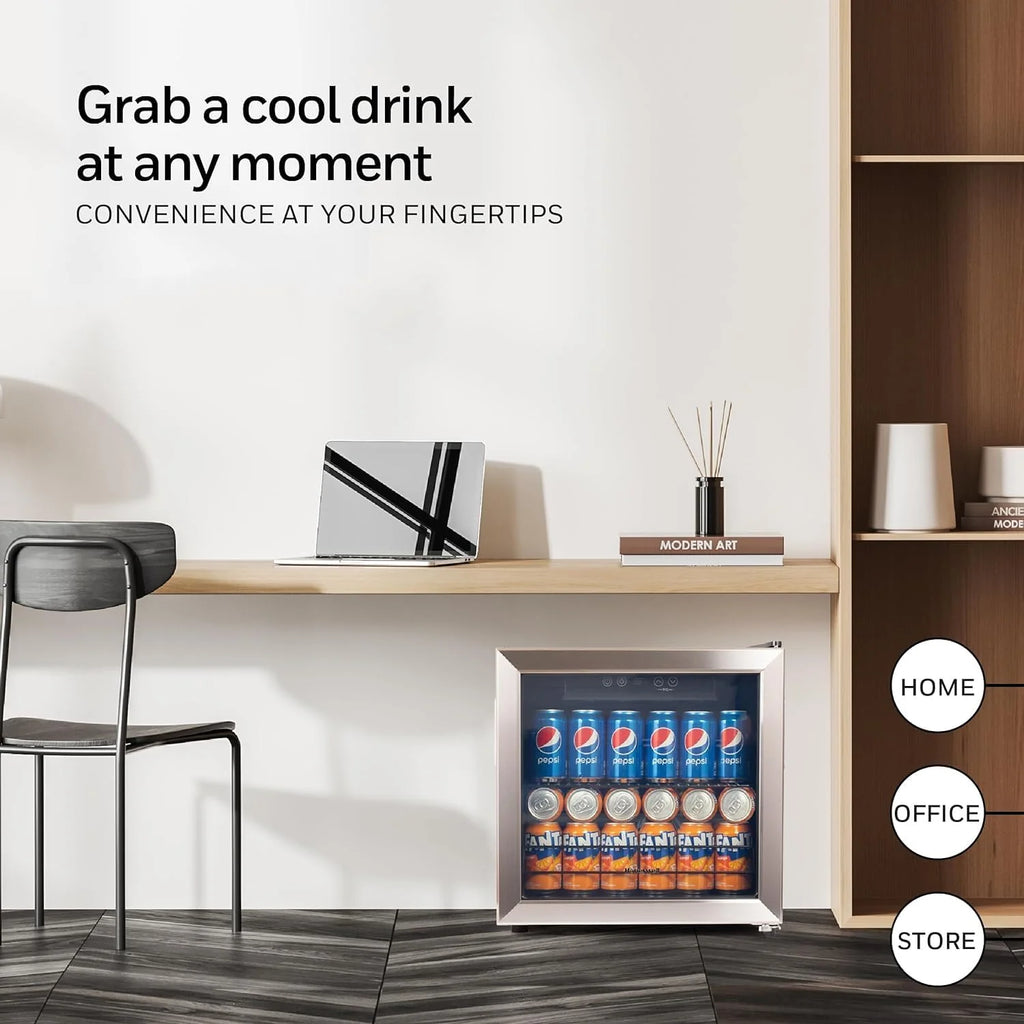 Honeywell Beverage Refrigerator and Cooler, 115 Can Mini Fridge with Glass Door for Soda Beer or Wine for Office or Bar with Adjustable Removable Shelving