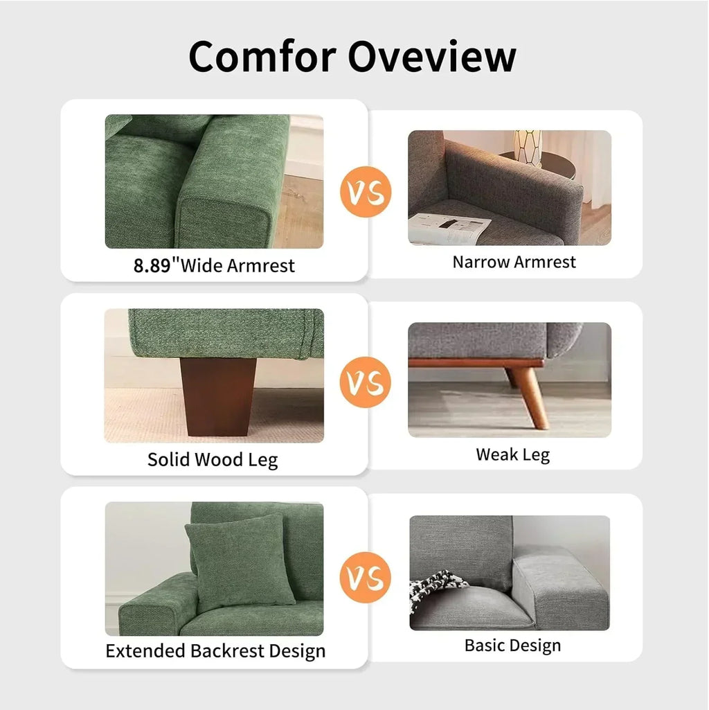 DOPEDIO living room double sofa chenille lounge chair removable solid wood frame